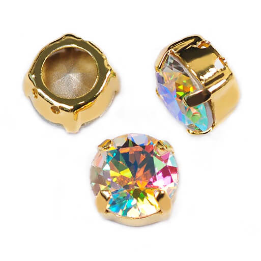 Krakovski Crystal Chaton Montee 8mm CRYSTAL AB Gold Setting