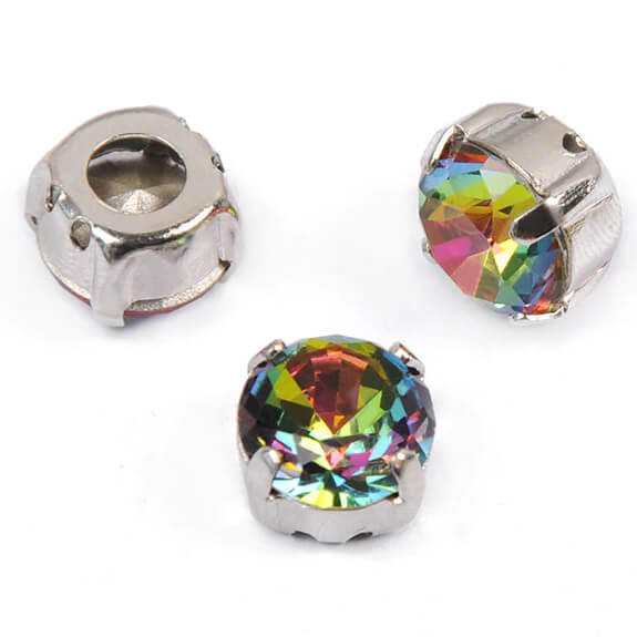 Krakovski Crystal Chaton Montee 8mm VITRAIL MEDIUM Silver Setting