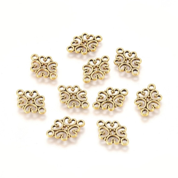 Antique Gold Plated Link FLOWER CONNECTOR 18x13mm