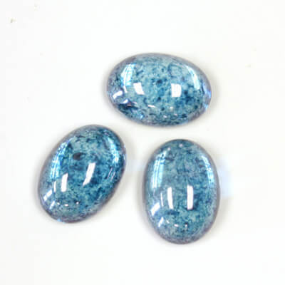 Czech Glass Coated Oval Cabochon 18x13mm LUSTER BLUE
