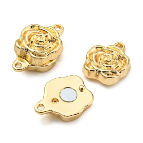 14K Gold Plated MAGNETIC FLOWER CLASP 18x11mm