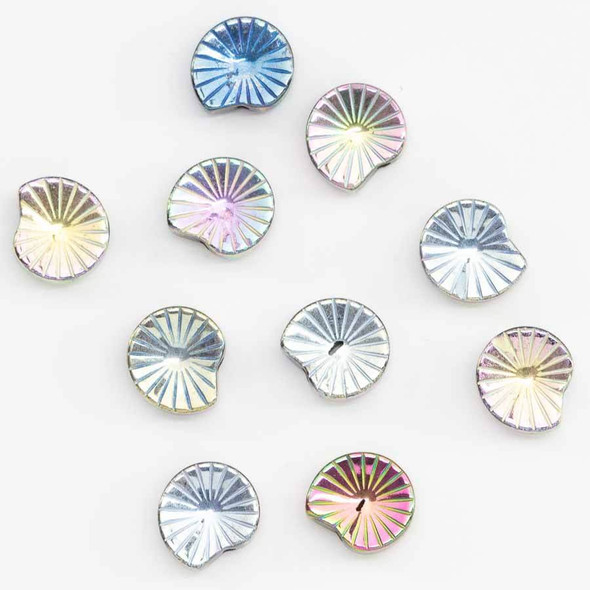 10mm Titanium Coated Multi Design HEMATITE SHELL Beads (10pcs)