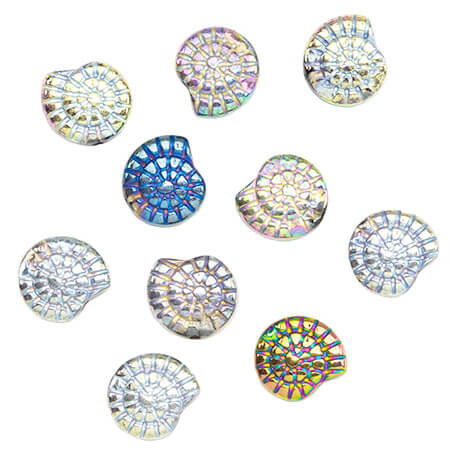 10mm Titanium Coated Multi Design HEMATITE SHELL Beads