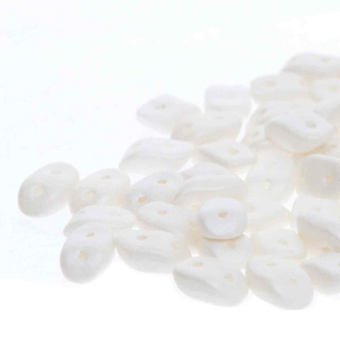 2-Hole WAVE Czech Glass Beads 3x7mm PEARL SHINE WHITE