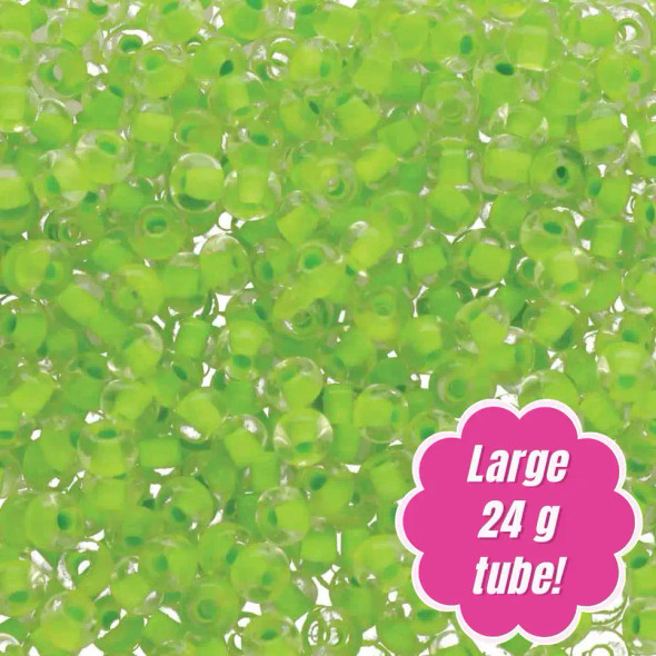 Preciosa Czech Seed Beads 11/0 TERRA INTENSIVE LINED LIME GREEN