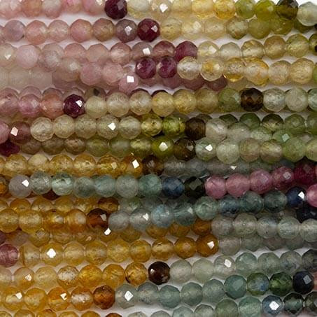 TOURMALINE SOUTHWEST MULTI 2mm High Grade Faceted Gemstone Beads