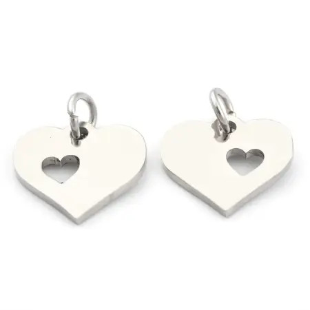 Charm-HEART-12mm Stainless Steel