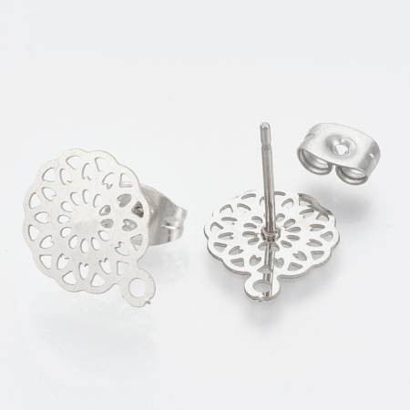 Stainless Steel EARRING POSTS w/Loop 12x10.5mm