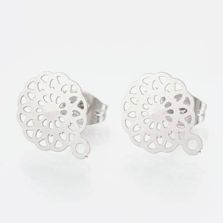 EARRING POSTS w/Loop 12x10.5mm Stainless Steel